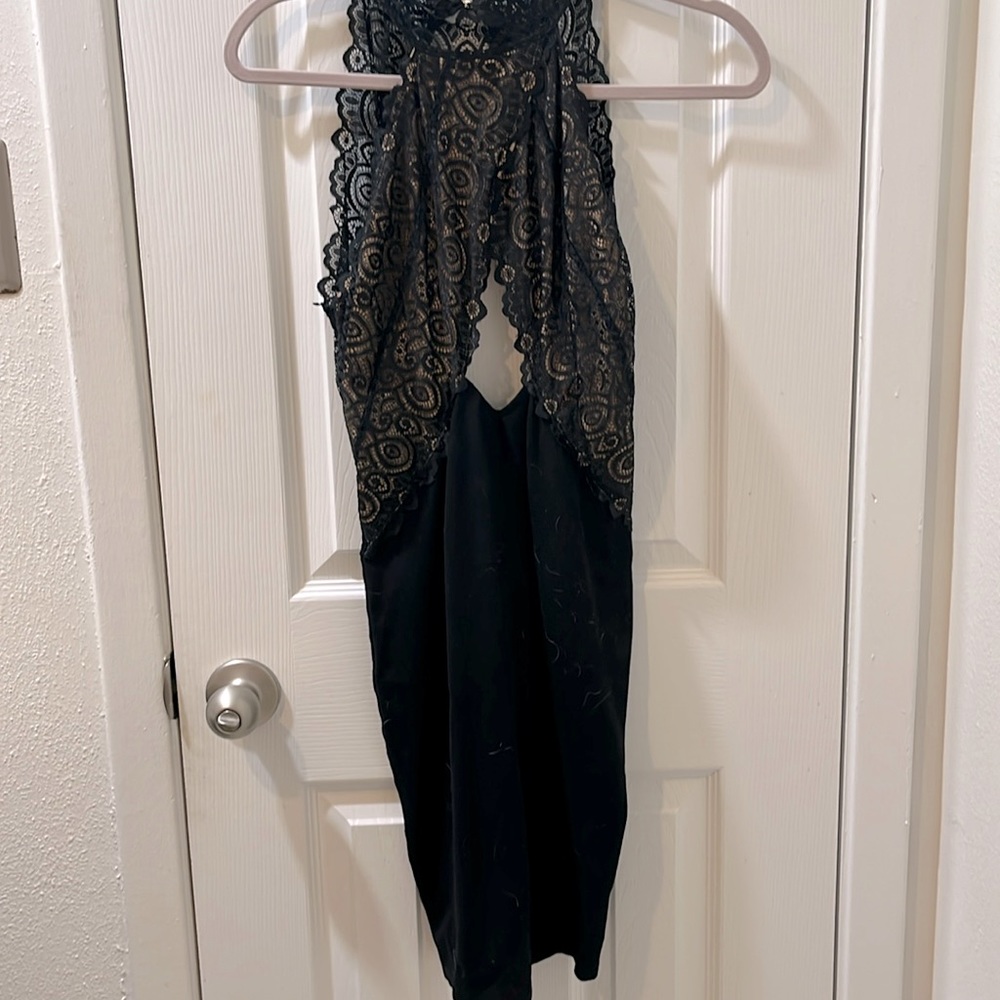 Black dress with lace detailing